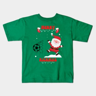 Merry kickmas - Christmas football and soccer santa Kids T-Shirt